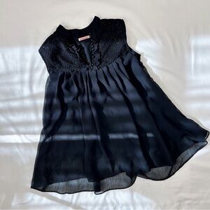 papaya | size s | black beaded chiffon blouse